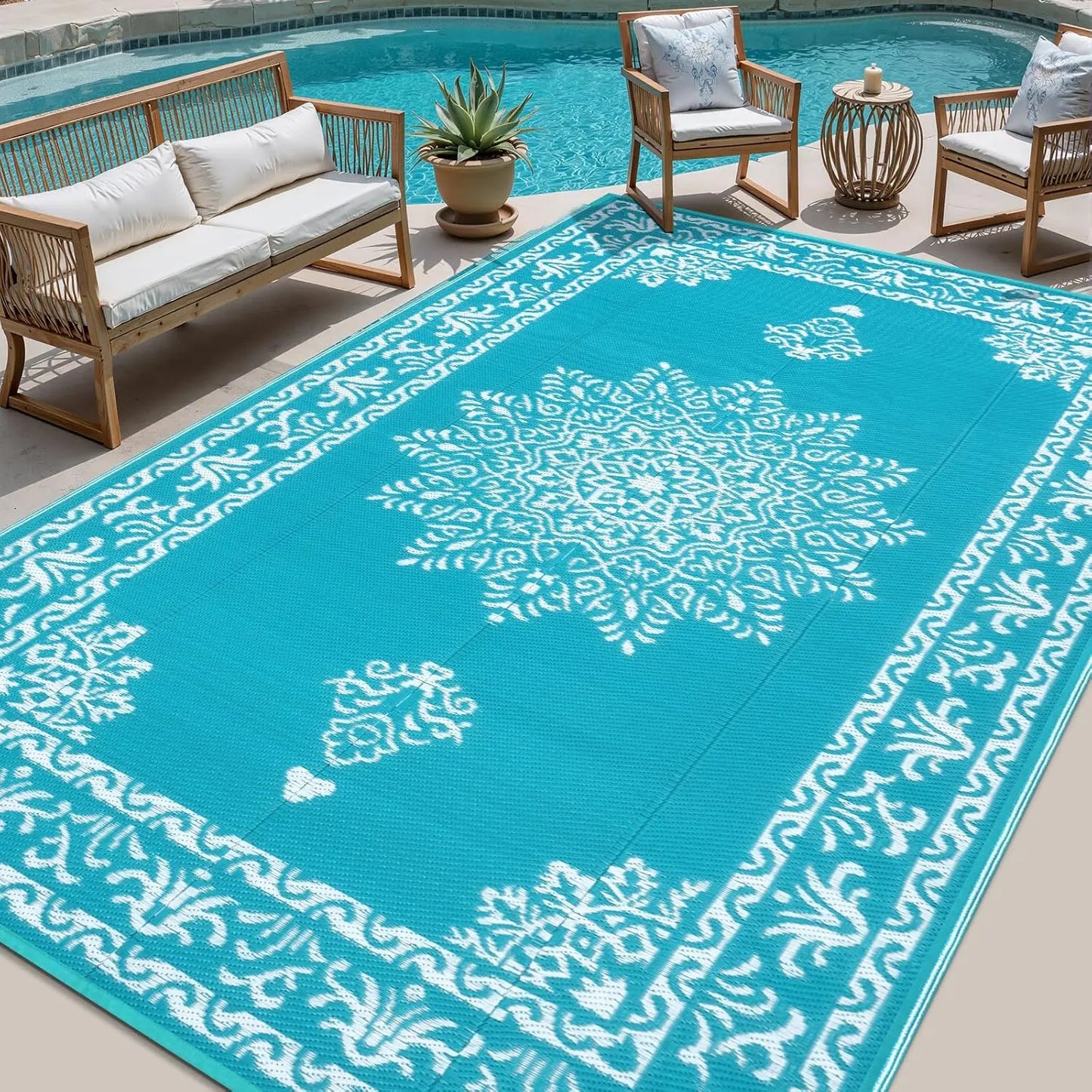 8x10 Waterproof Reversible UV Resistant Outdoor Rug