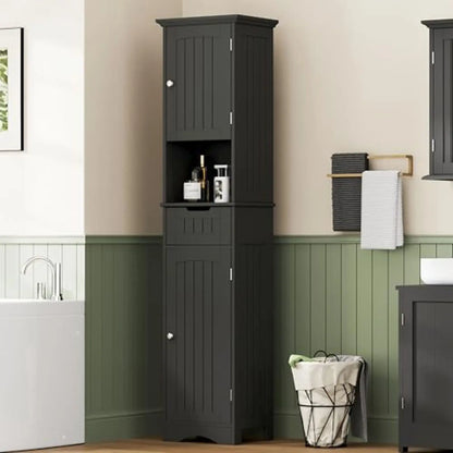 Freestanding Storage Cabinet With 2 Doors 1 Drawer