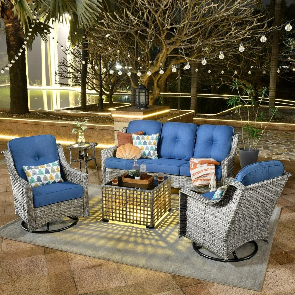 5 Piece Rattan Wicker Outdoor Patio Furniture Set