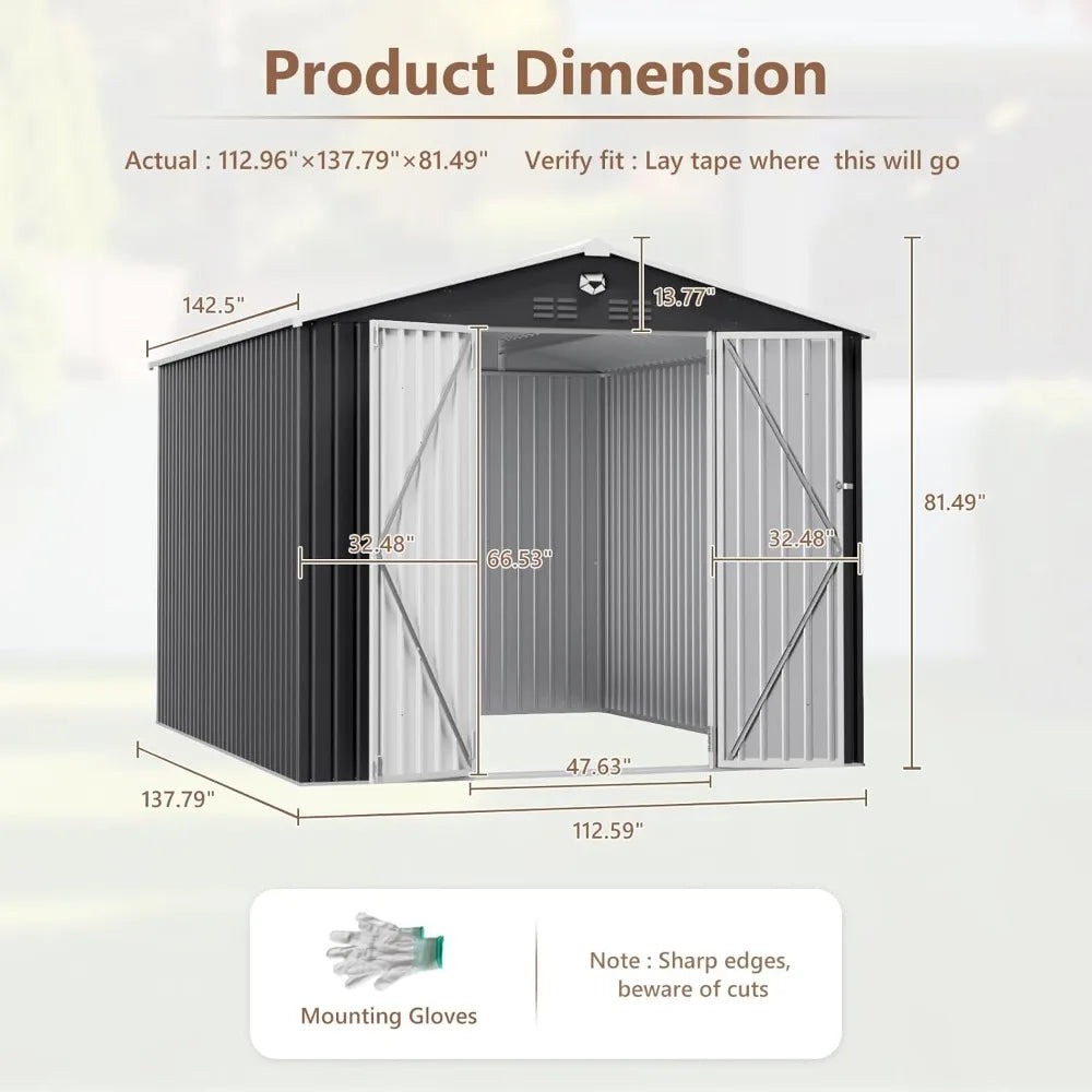 10x12 FT Metal Outdoor Storage Shed