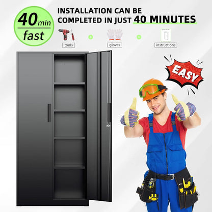 71" H Garage Storage Cabinet with Wheels