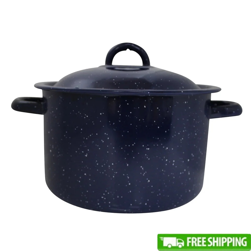 Enamel Stock Pot  with Double Handles Oven Safe Durable Steel
