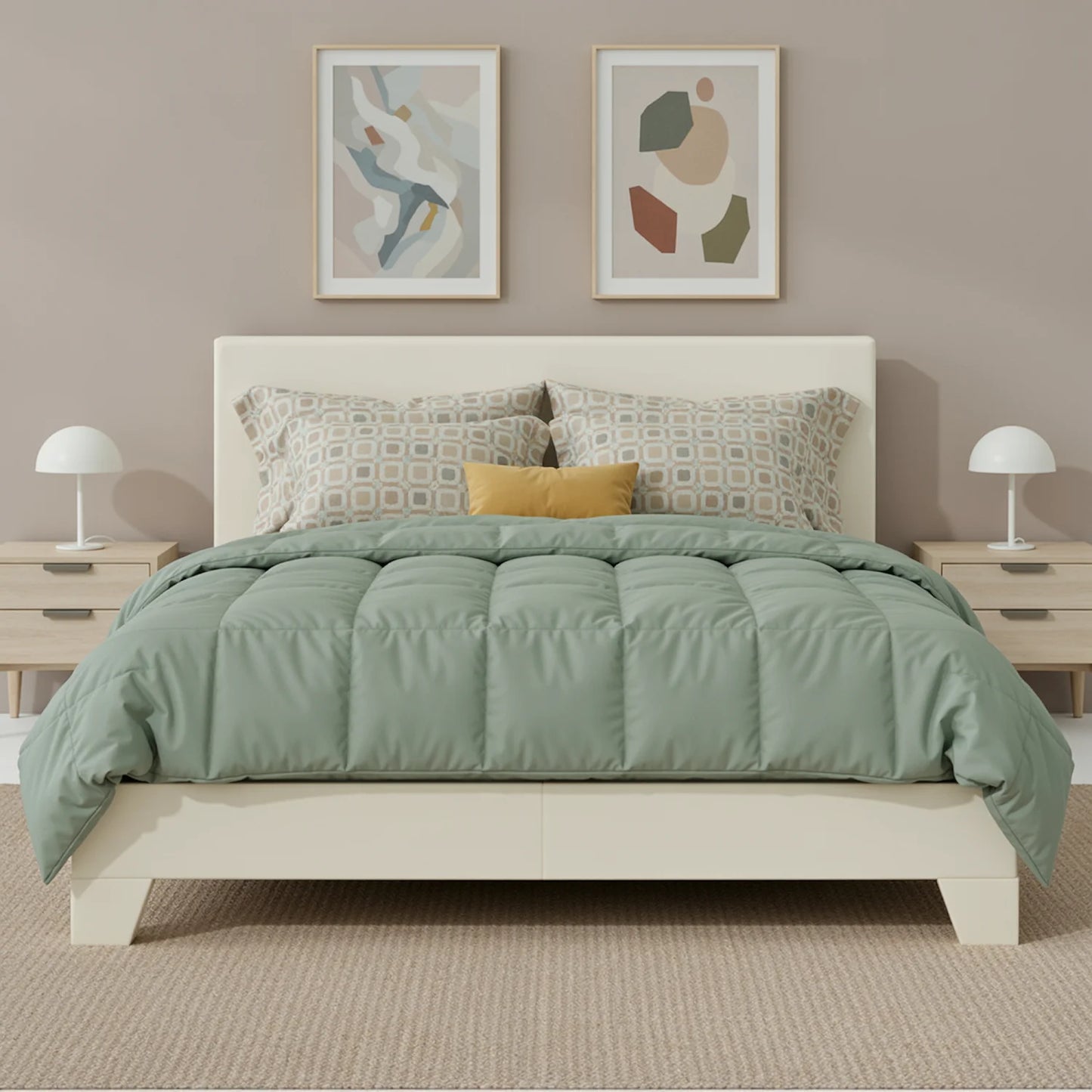 Upholstered Bed Frame with Adjustable Linen Headboard