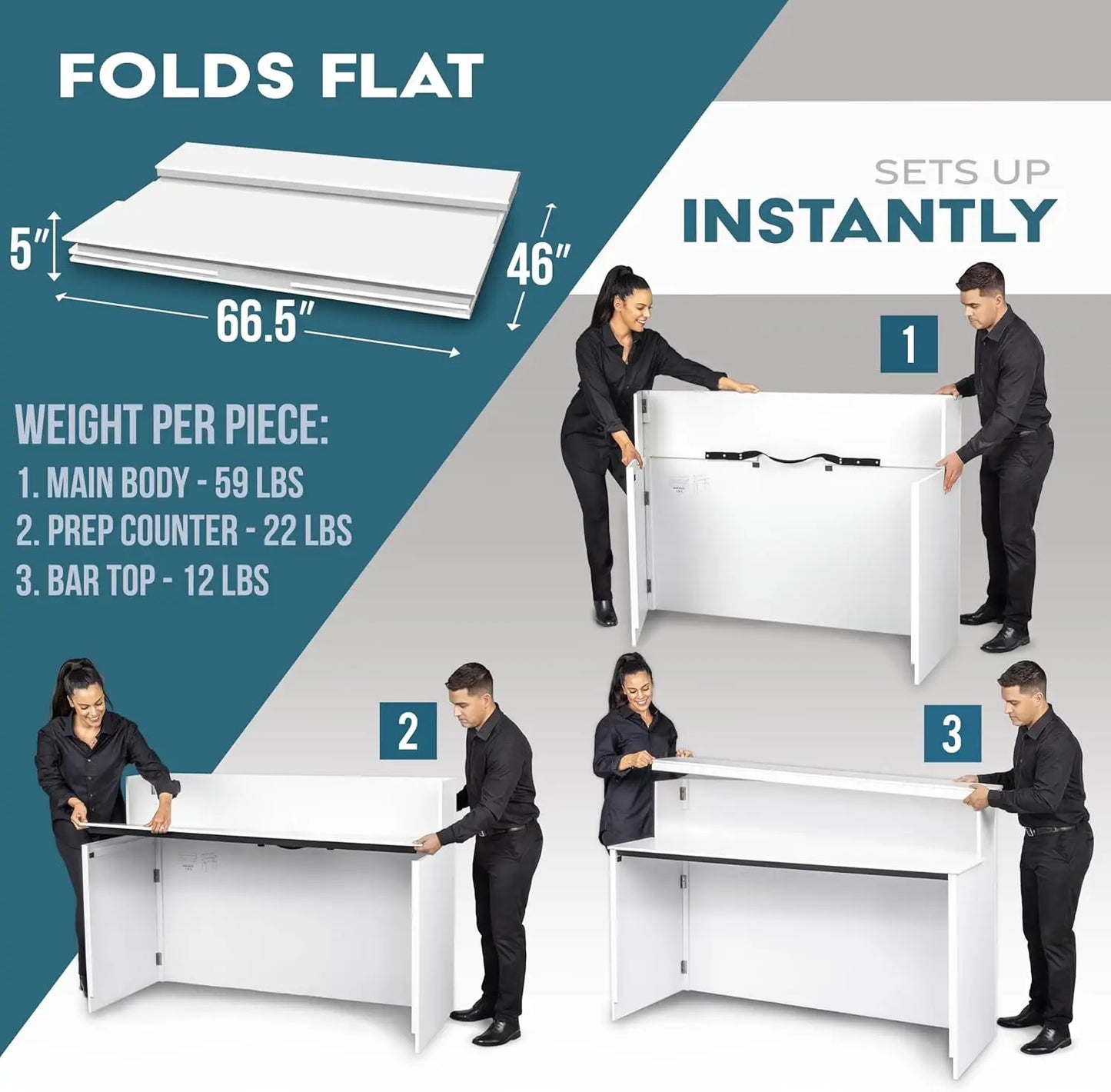 Elite Portable Bar Table for Events - White or Black