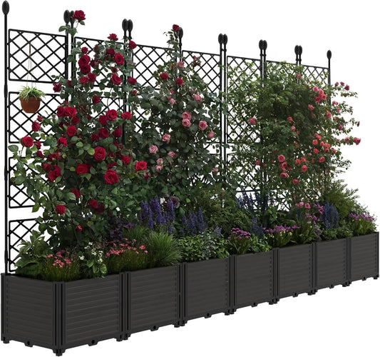 Plastic Planter Box With Trellis Rack