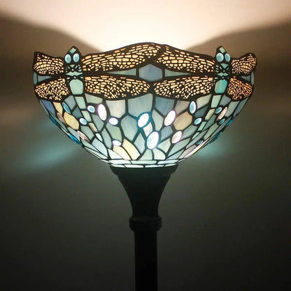 WERFACTORY Tiffany Floor Lamp Sea Blue Stained Glass