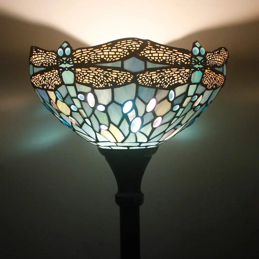 WERFACTORY Tiffany Floor Lamp Sea Blue Stained Glass