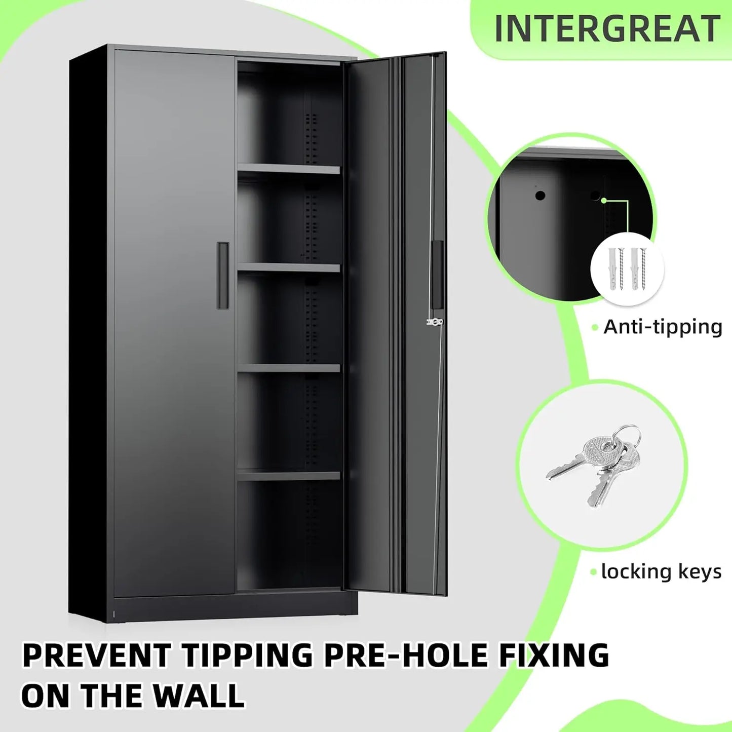 71" H Garage Storage Cabinet with Wheels