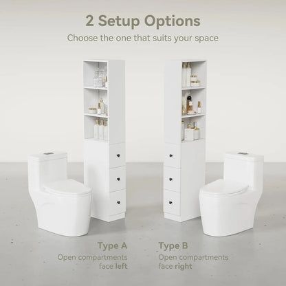 Tall Narrow Bathroom Organizer with 3-Level Adjustable Shelves