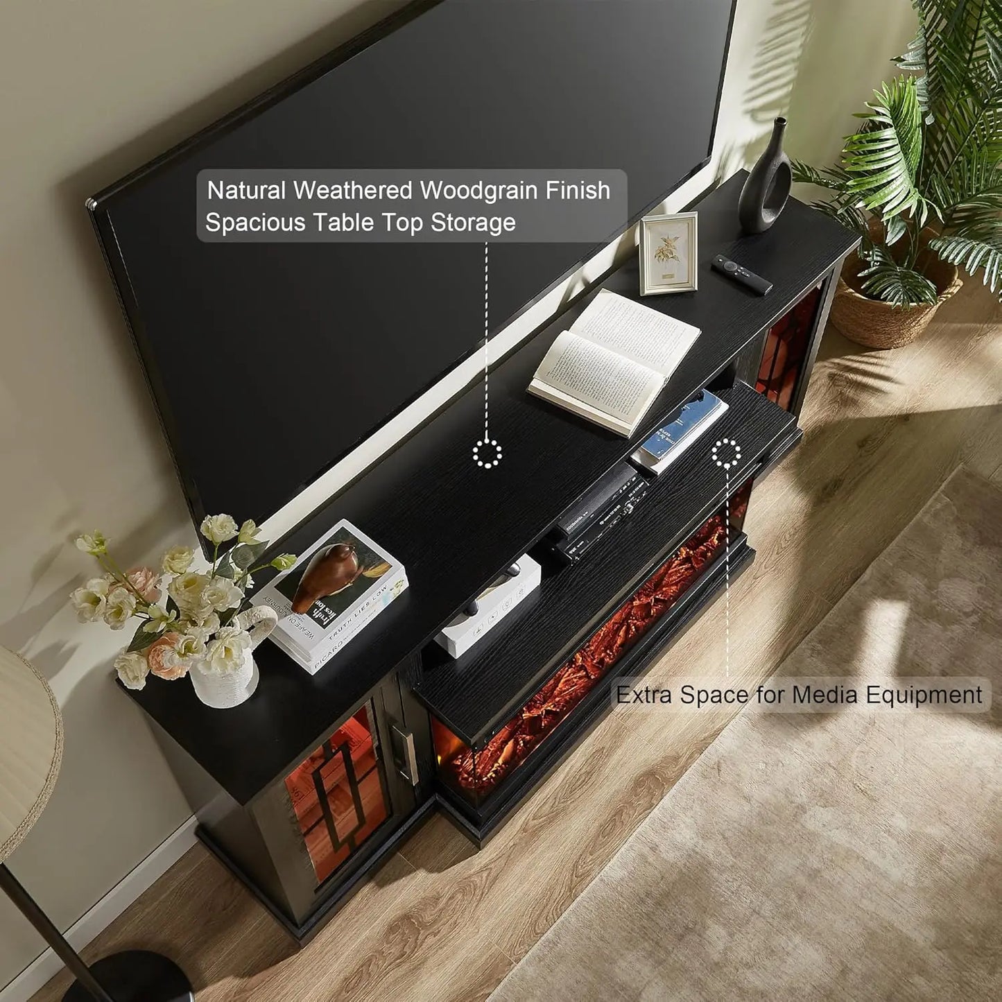 75" Electric Fireplace TV Entertainment Center Console