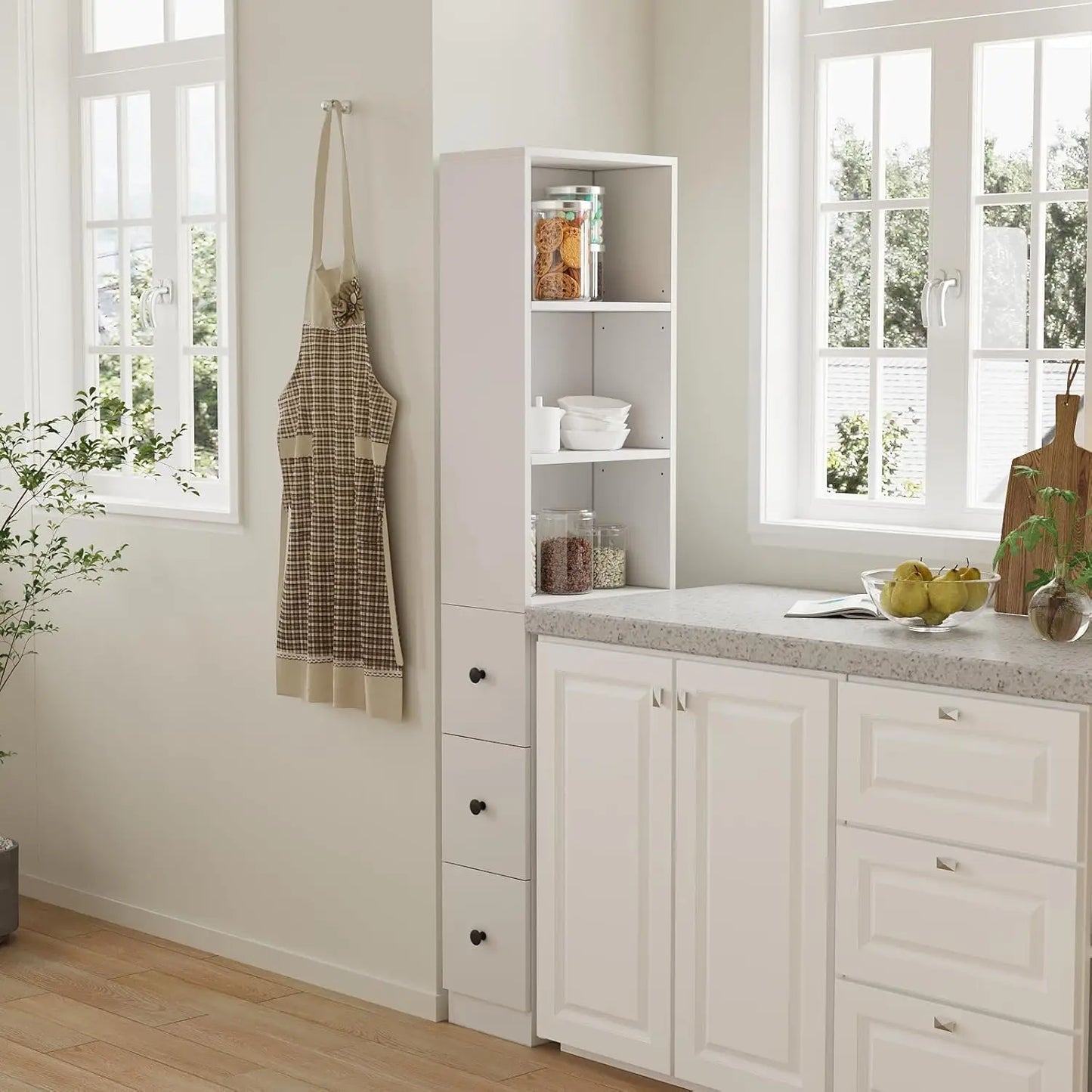 Tall Narrow Bathroom Organizer with 3-Level Adjustable Shelves