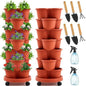 2 Set of 7 Tier Stackable Vertical Planters with Removable Wheels