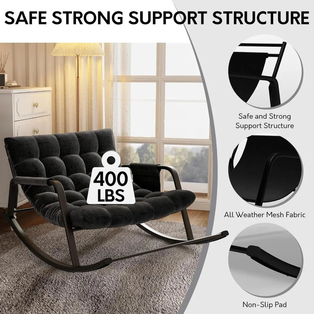 Papasan Indoor Outdoor Patio Rocking Chair with Cushion