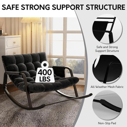 Papasan Indoor Outdoor Patio Rocking Chair with Cushion