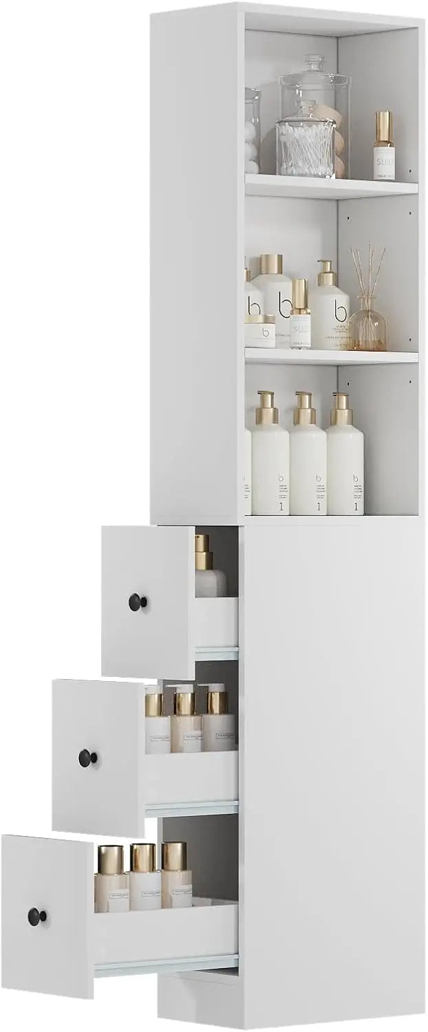 Tall Narrow Bathroom Organizer with 3-Level Adjustable Shelves