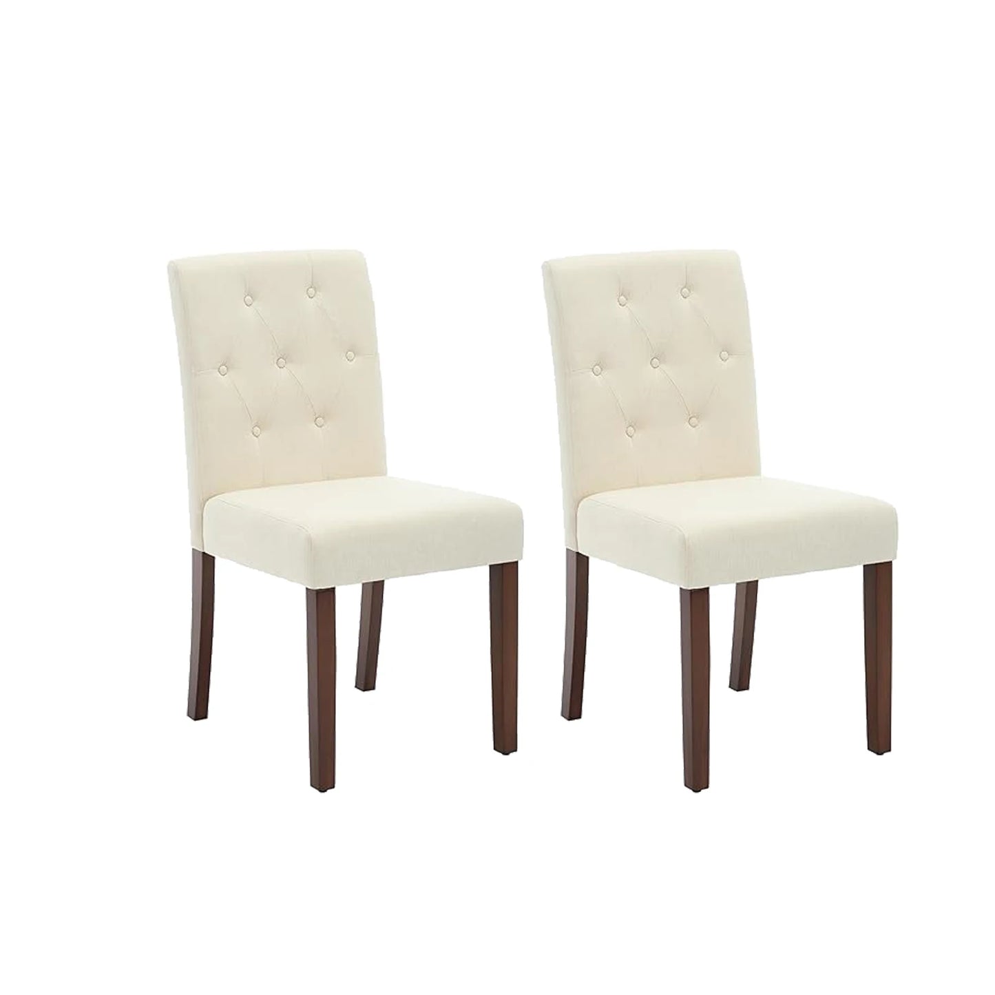 2pc Modern Linen Dining Chairs with Button Tufted High Back Side Chairs