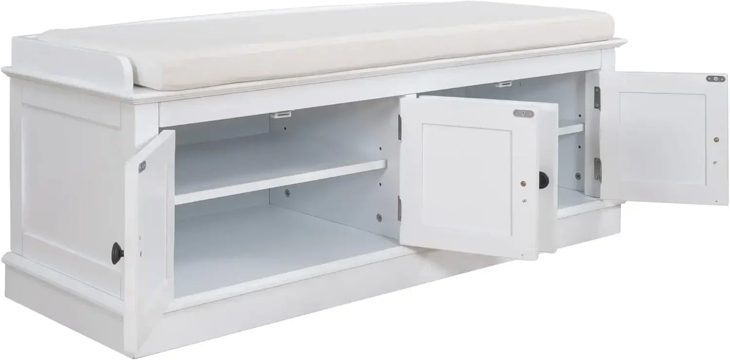 Entryway Storage Bench with Removable Cushion