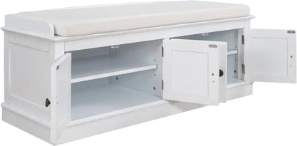 Entryway Storage Bench with Removable Cushion