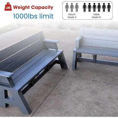 2-in-1 Outdoor Convertible Bench to Picnic Table |
