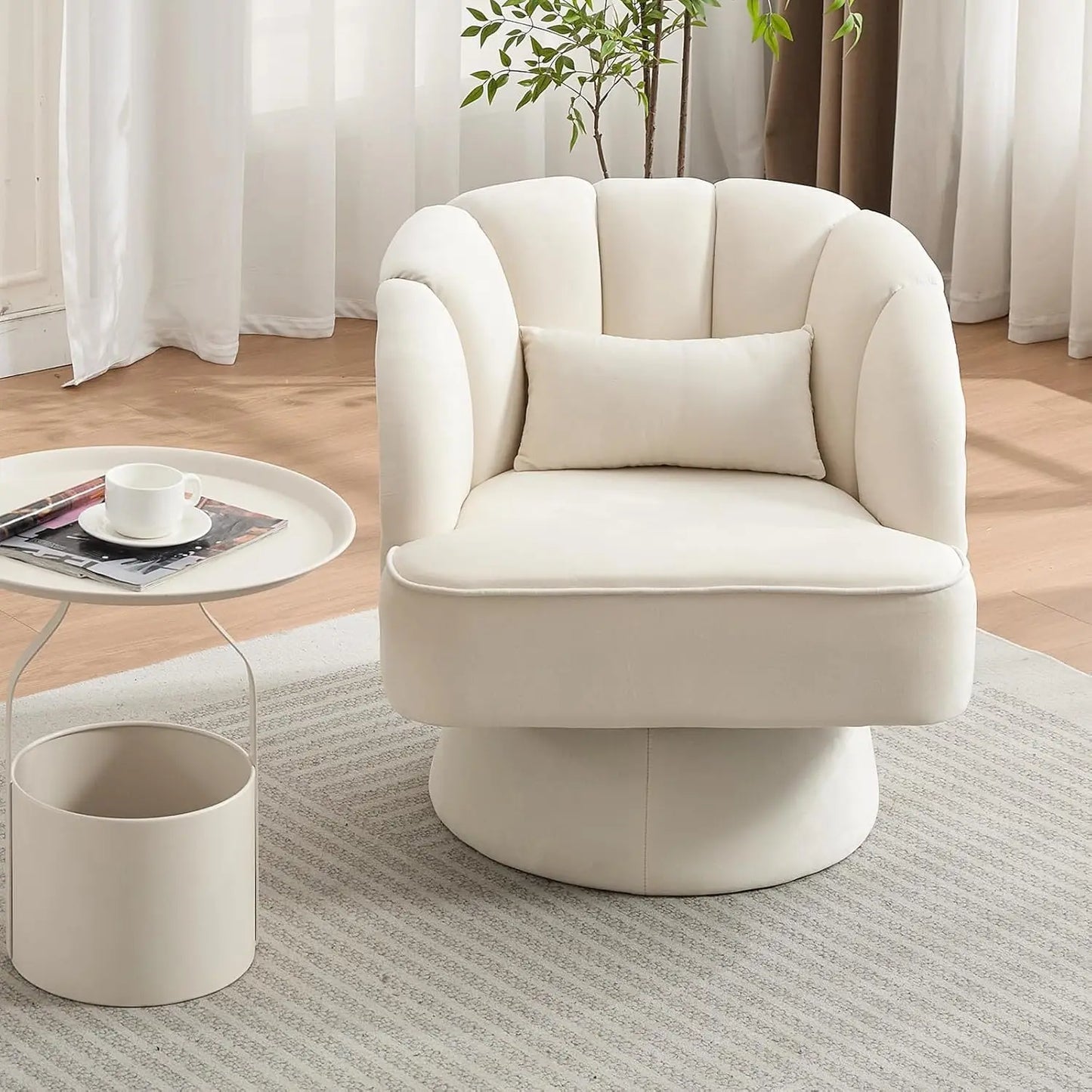 360° Swivel Barrel  Round Armchair with  Backrest