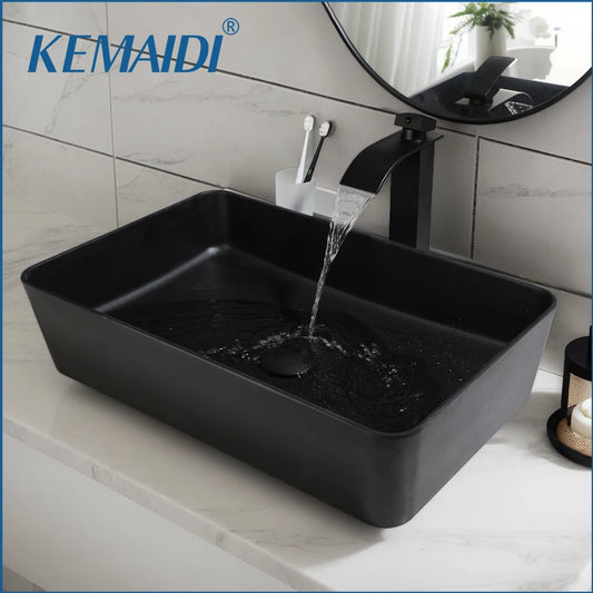KEMAIDI Countertop Bathroom Sink Faucet Combo