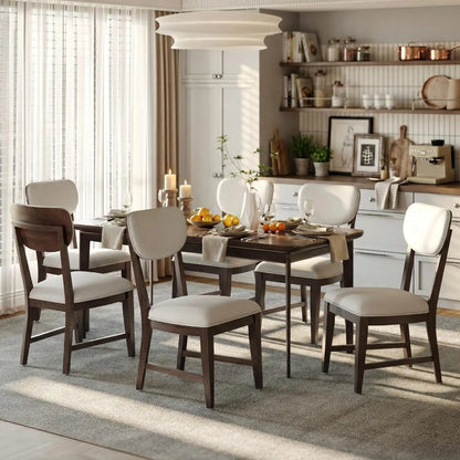 Set of 6, Mid Century Modern Upholstered Kitchen Chairs with 3.3" Thick Cushion