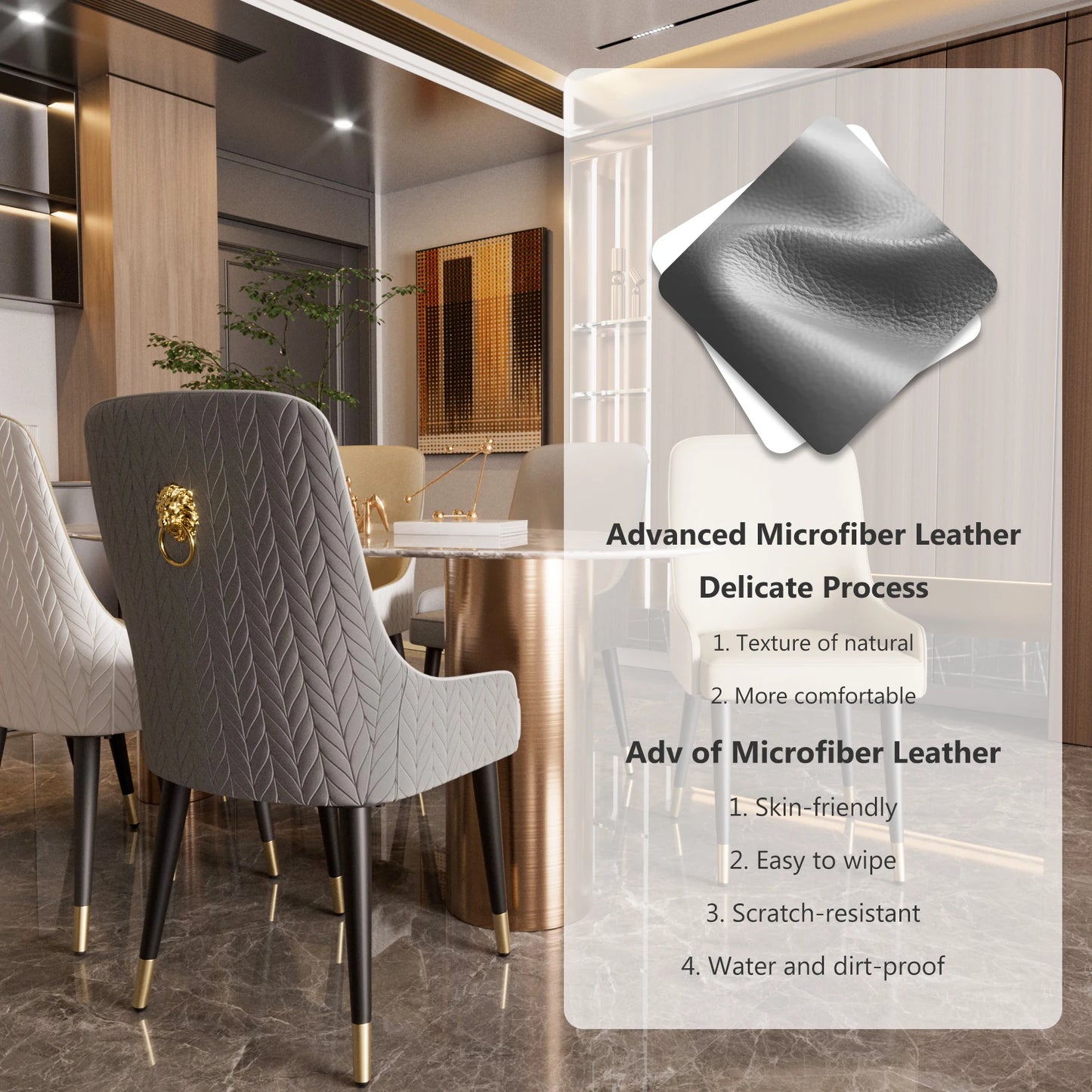 Modern PU Leather Set of 2 Dining Chairs