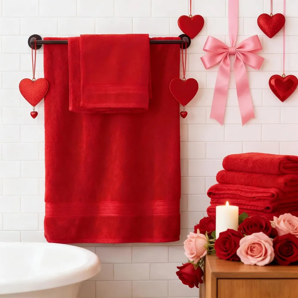 Soft Absorbent Durable Turkish Cotton Set of 6 Bath Towel Set