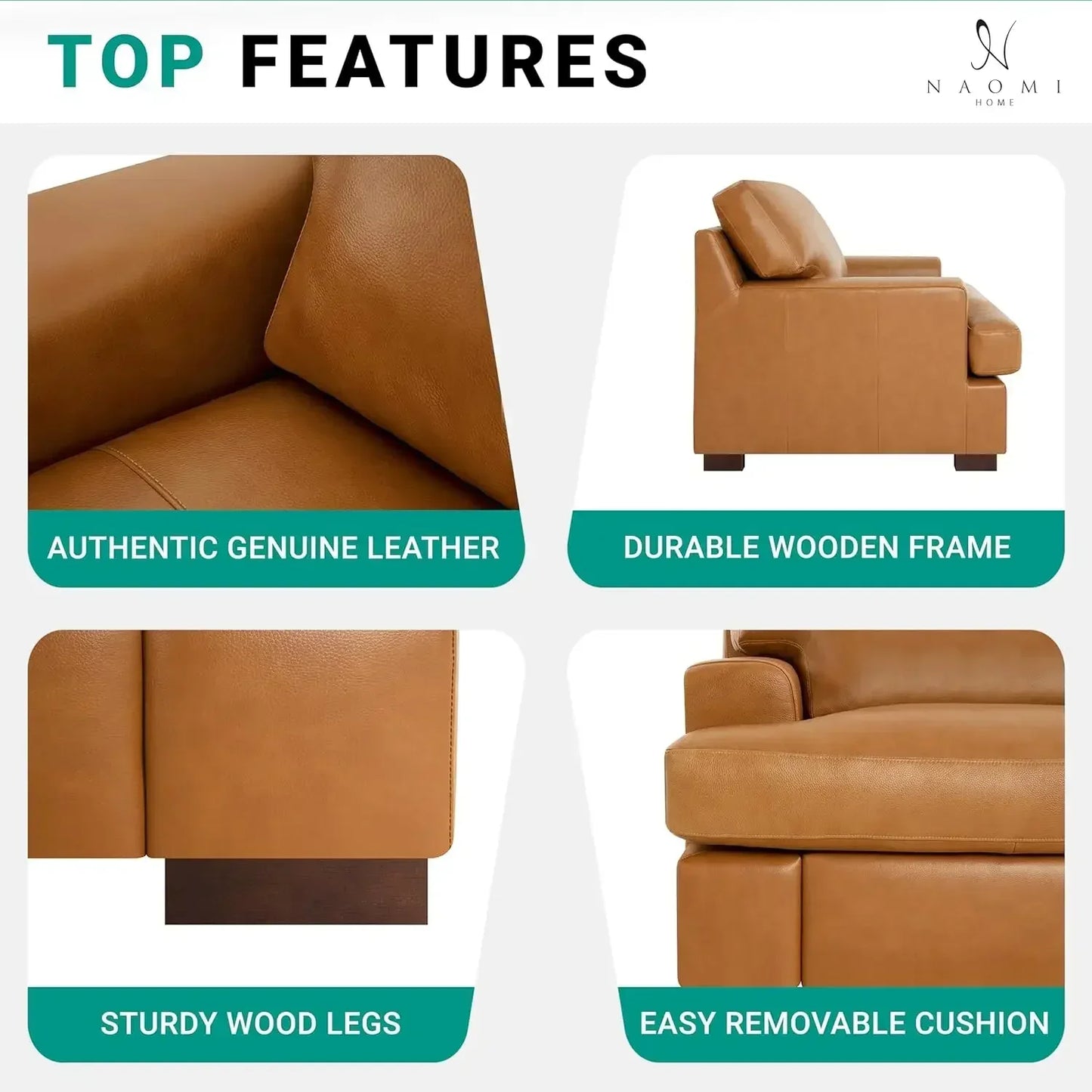 Siggy Genuine Leather Sofa Set of 3