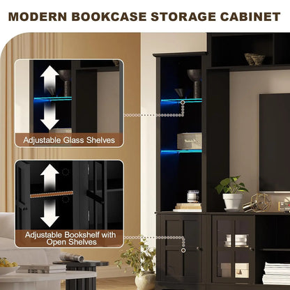 Wall Unit Entertainment Center with Bookshelves