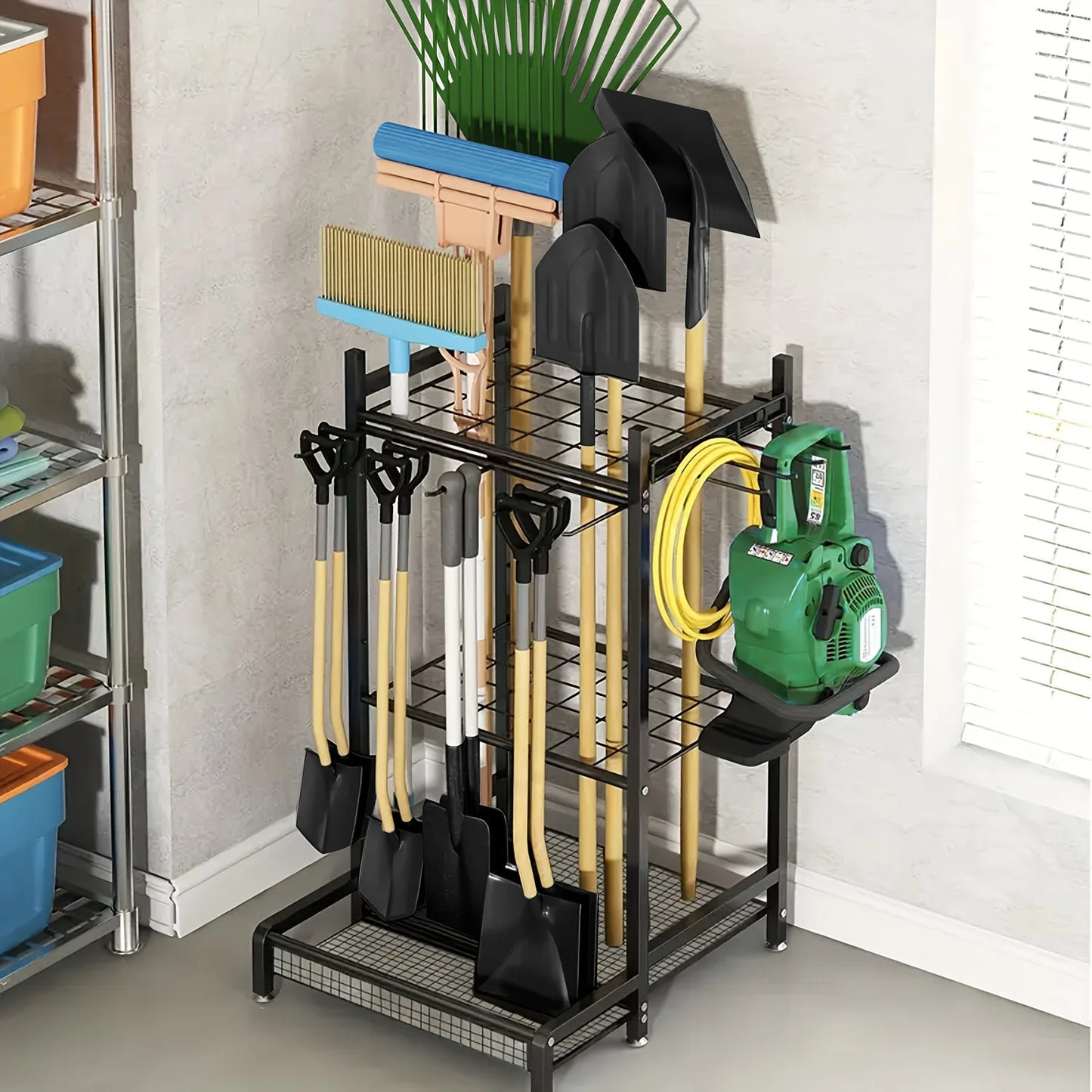 Heavy Duty Steel Garden Tool Rack On Wheels