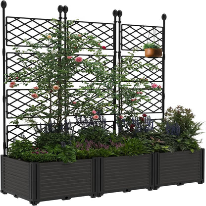 Raised Garden Bed with Trellis Planter with Privacy Screen