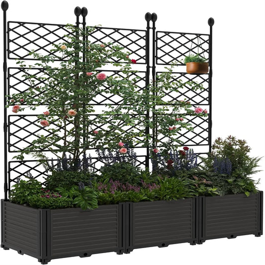 Raised Garden Bed with Trellis Planter with Privacy Screen