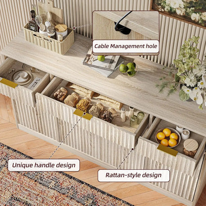 Large Fluted Buffet Cabinet with Storage