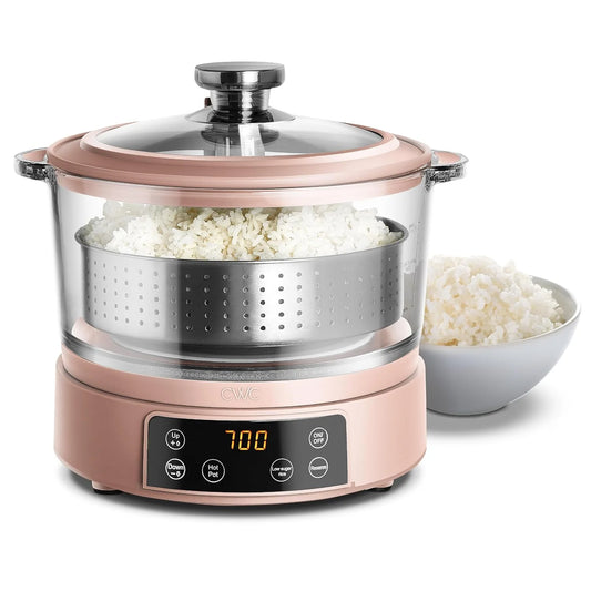 COOK WITH COLOR Glass Low Carb Rice Cooker with Auto Lift Filter Basket