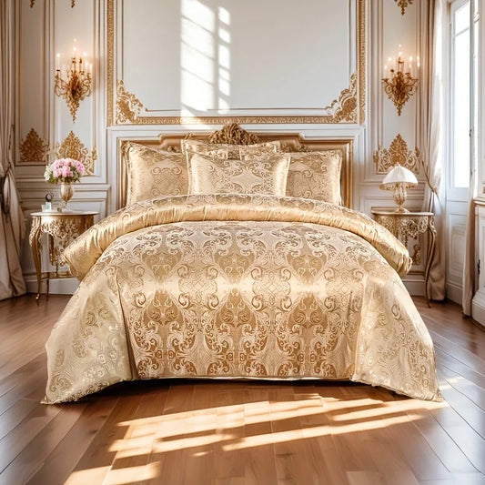 Three-Piece Luxurious Satin European Classic Damask Duvet Cover