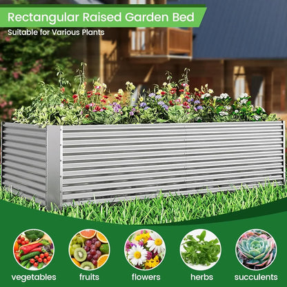 NEW 2pcl 8x4ft Galvanized Raised Vegetable and Flower Garden Bed