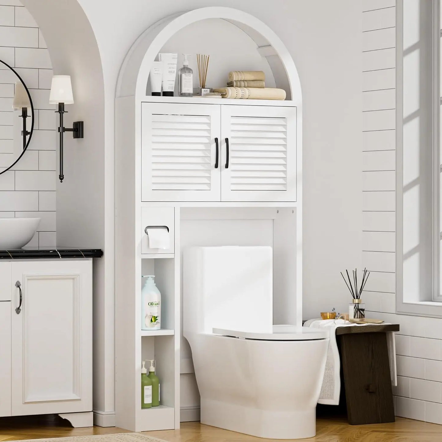 Bathroom Arch Free Standing Over Toilet Cabinet