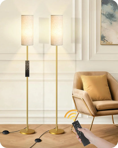 Set of 2 Dimmable Floor Lamps with Remotes