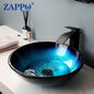 Tempered Glass Bathroom Vessel Sink with Waterfall