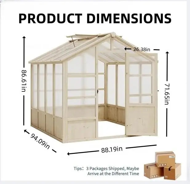 Heavy Duty Wooden Greenhouse with Polycarbonate Panels & Lockable Door