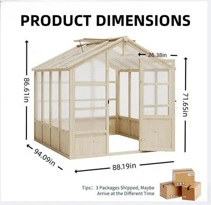 Heavy Duty Wooden Greenhouse with Polycarbonate Panels & Lockable Door