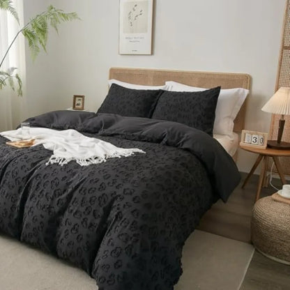 Queen Size, Soft Microfiber Duvet Cover with Button Closure and 2 Pillowcases