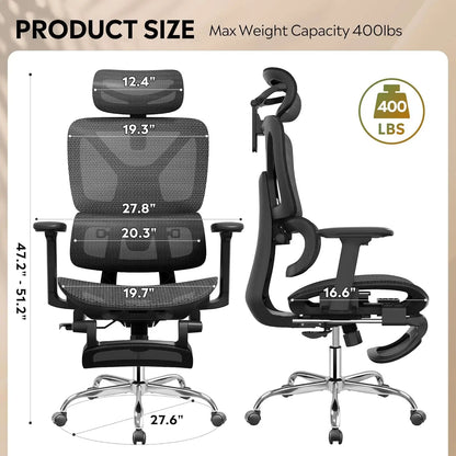 Ergonomic Mesh Heavy Duty High Back Reclining Swivel Computer Chair with Lumbar