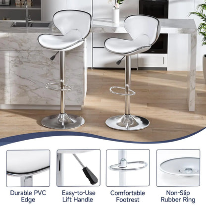 Set of 2 Adjustable Swivel Barstools for Kitchen Counter