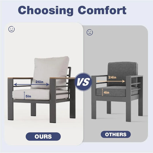 Aluminum Patio Furniture Set 7 Seats, Coffee Table