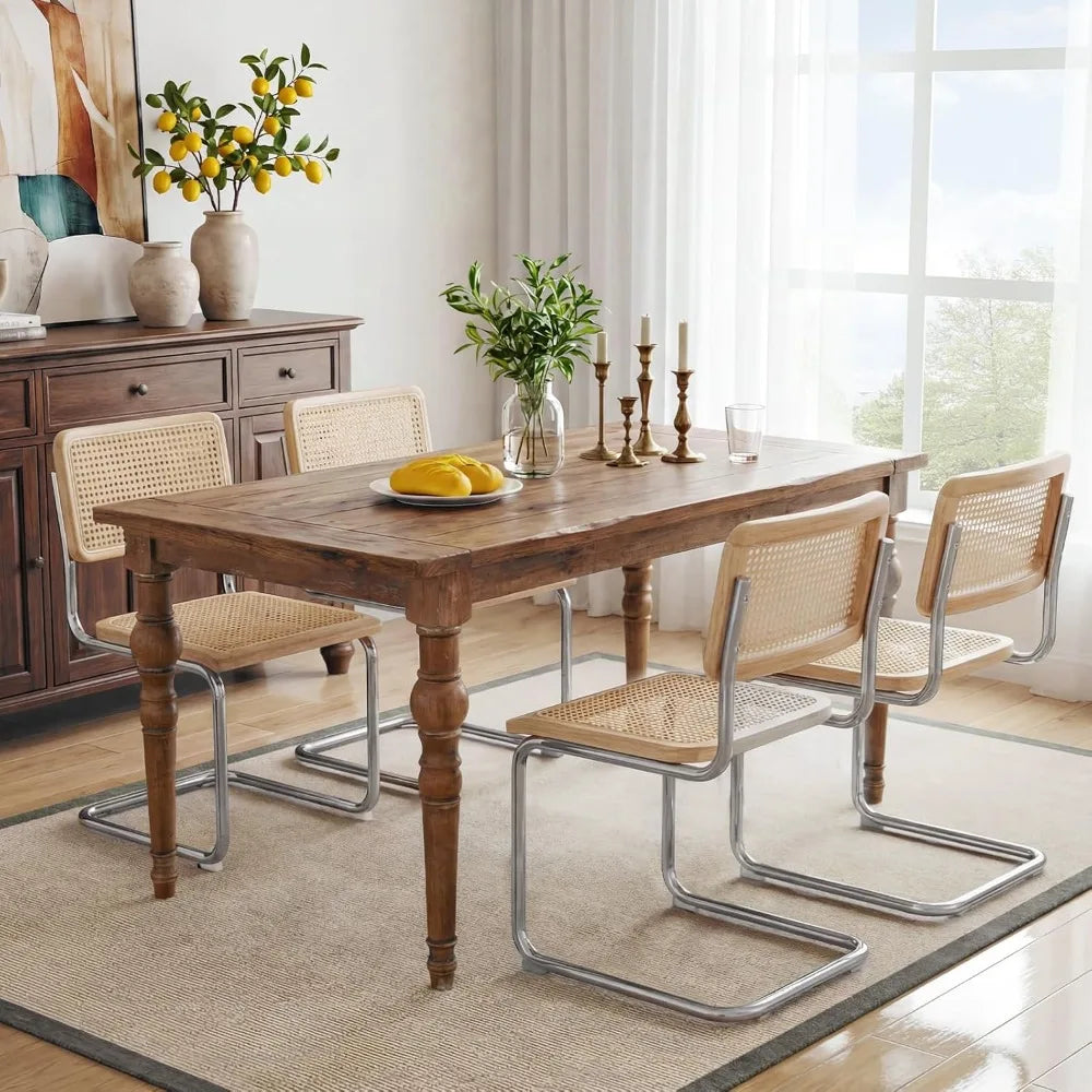 4-Piece Natural Cane Mesh Rattan Dining Chair Set
