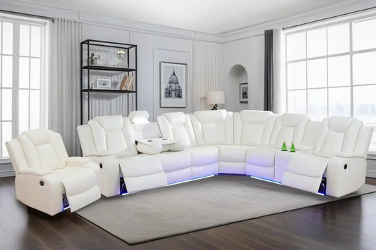 Leather Power Reclining Sectional Sofa, Loveseat Chair with Storage