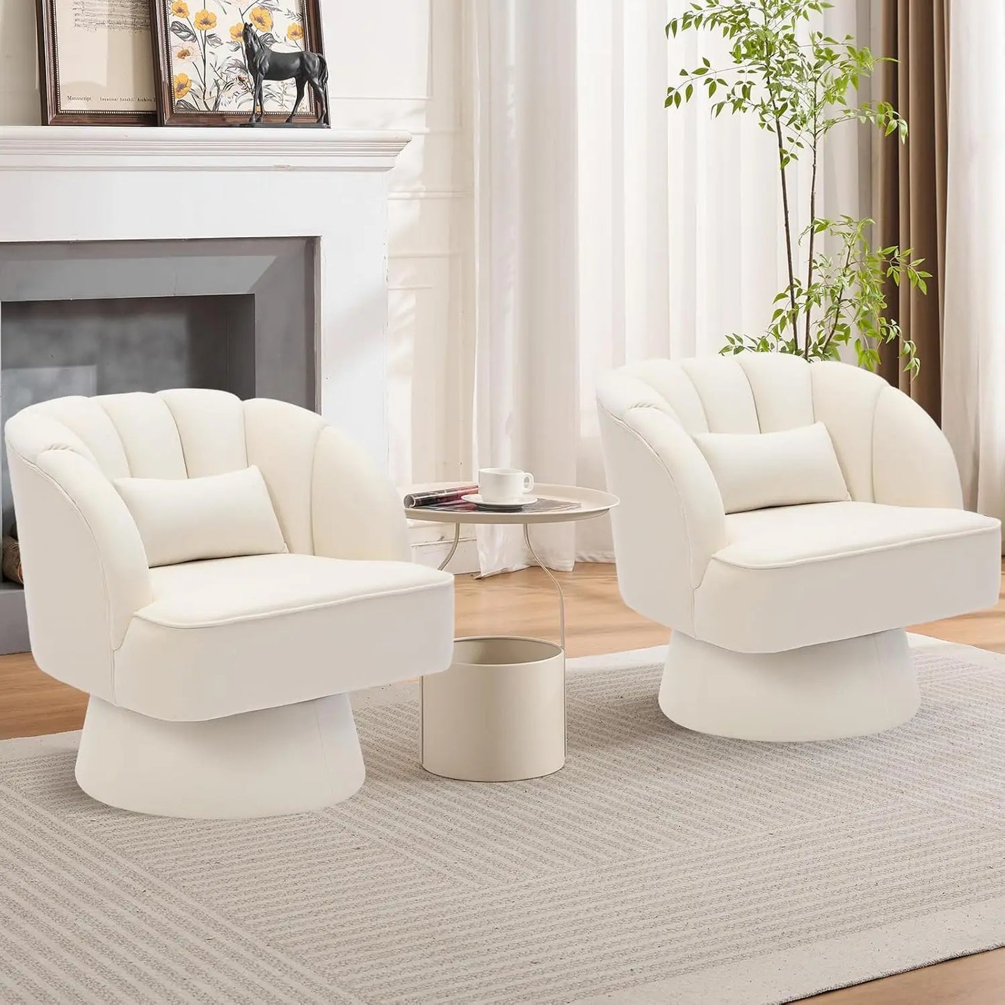 360° Swivel Barrel  Round Armchair with  Backrest