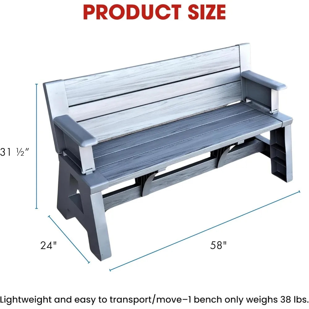 2-in-1 Outdoor Convertible Bench to Picnic Table |